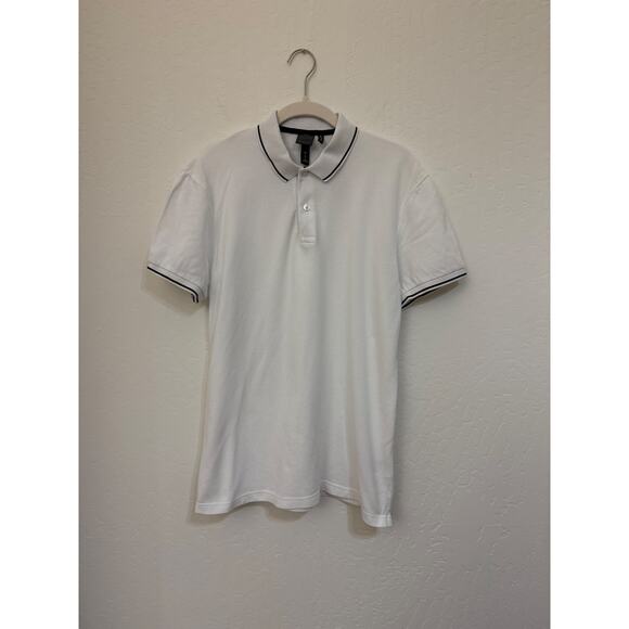 H&M Men’s White Polo Shirt with Black Trim Size Medium - Picture 1 of 8